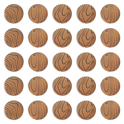30Pcs Natural Schima Wood Beads, Dyed, Flat Round