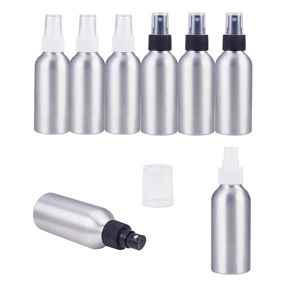 120ml Refillable Aluminum Spray Bottles, with PP Plastic Cap, for Salon Hairdresser Sprayer, Platinum