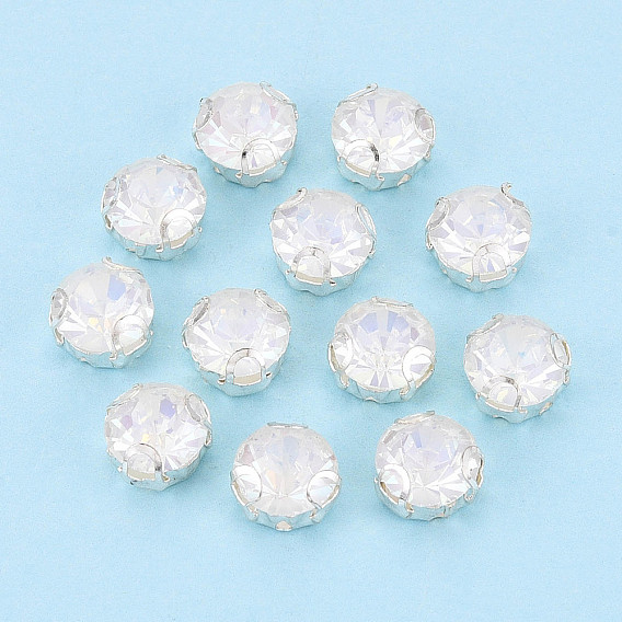 Пришить бусины монте из стразов, с настройками латуни, аксессуары для одежды, плоско-круглые