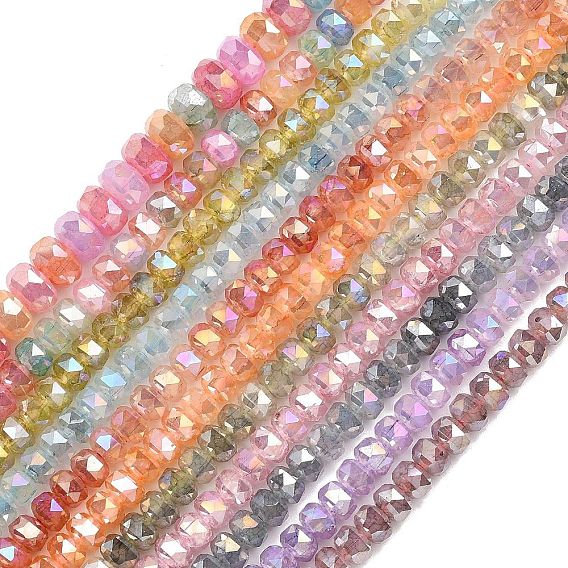 Стеклянные бусины, имитация нефрита , рондель, с покрытием AB цвета, граненые