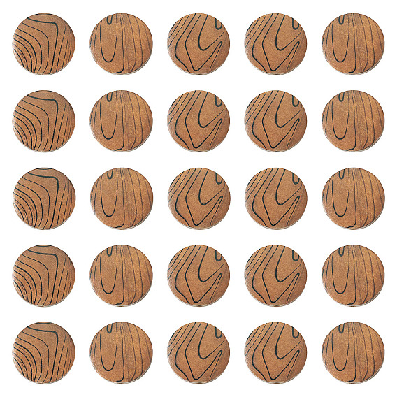 30Pcs Natural Schima Wood Beads, Dyed, Flat Round