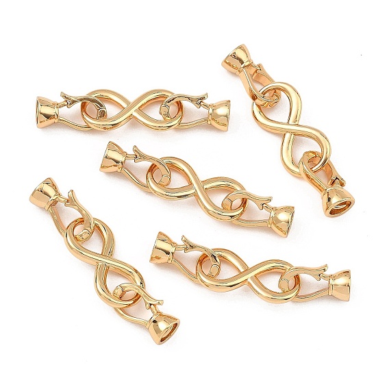 SHEGRACE Infinity Brass Fold Over Clasps, Lead Free & Cadmium Free & Nickel Free
