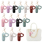 14Pcs 7 Colors PVC Leather Lipstick Keychain Holder, with Glass Mirror Fashion Lipstick Storage Bag Keychains, Rectangle with Heart, Light Gold