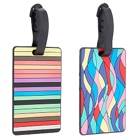 Gorgecraft 2Pcs 2 Style PVC & Silicone Luggage Tag, Travel ID Labels, Suitcase Name Tags, Rectangle