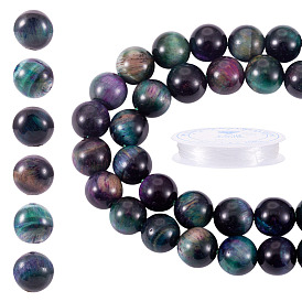 Наборы для изготовления браслетов своими руками, включая нити круглых бусин из натурального тигрового глаза, прозрачная эластичная кристаллическая нить