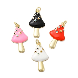 Латунные микро проложить кубического циркония подвески, грибные прелести, с прыгающим кольцом и эмалью, без кадмия и без свинца, стойки покрытие, долговечный, реальный 18 k позолоченный