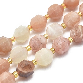 Natural Multi-Moonstone Beads Strands, Faceted, Round