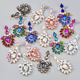 earrings exaggerated multi-layer drop-shaped rhinestone geometric earrings women's full diamond super flash party eye-catching earrings