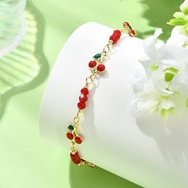 Браслеты из латуни с эмалью и вишневыми звеньями для женщин.