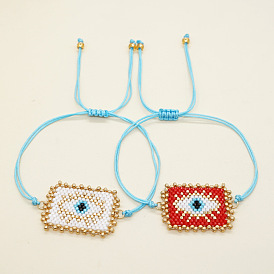 Handmade Turkish Blue Eye Miyuki Beaded Ethnic Bracelet for Women