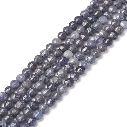 Натуральные сапфировые бисерные пряди, граненые, плоско-круглые
