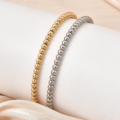 304 Круглые браслеты из нержавеющей стали с бусинами для женщин