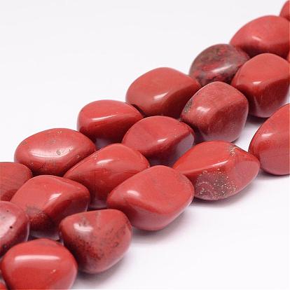 Natural Red Jasper Bead Strands, Tumbled Stone, Nuggets