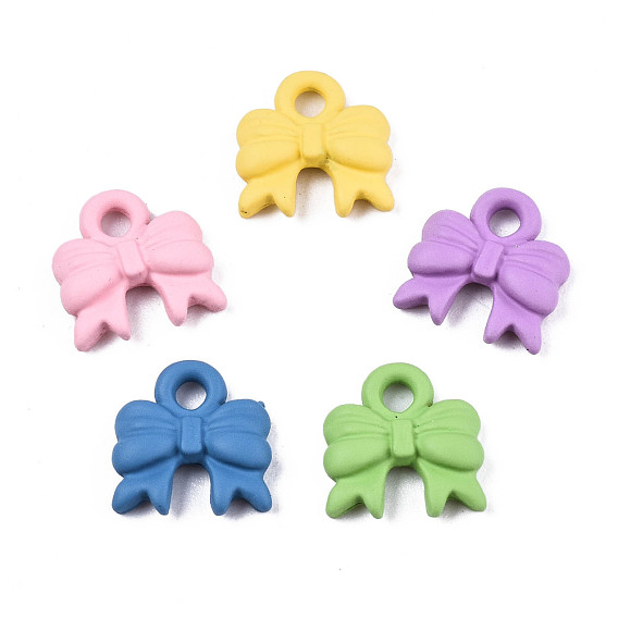 Spray Painted Alloy Charms, Cadmium Free & Lead Free, Bowknot