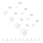 Flat Round 304 Stainless Steel Stud Earring Findings, with 40PCS 304 Stainless Steel & Plastic Ear Nuts