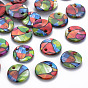 Printed Freshwater Shell Charms, Flat Round