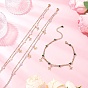 304 Stainless Steel Link Chain Anklets, Butterfly, with Natural White Jade for Women