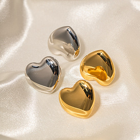 16k Gold Stainless Steel Heart-shaped Exaggerated Earrings - Trendy Design, Non-fading.
