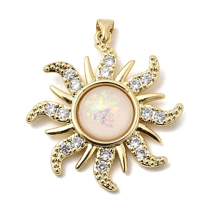 Латунные микропаве прозрачные подвески с фианитом, долговечный, стойки покрытие, без свинца и без кадмия, солнечные чары, cmолой