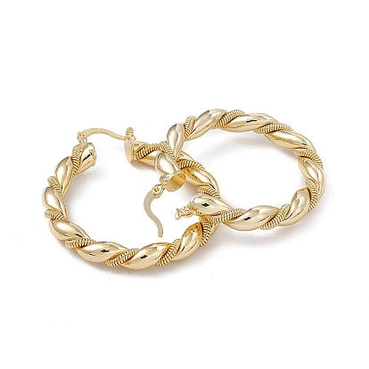 Rack Plating Brass Hoop Earrings for Women, Lead Free & Cadmium Free, Twist Ring