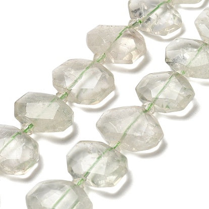 Естественный зеленый кварцевые нити бисера, со стеклянными бусинами, граненые, прямоугольные