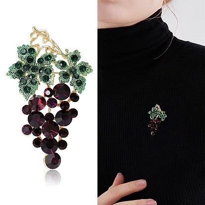 Grape Rhinestone Pins, Alloy Brooches for Girl Women Gift