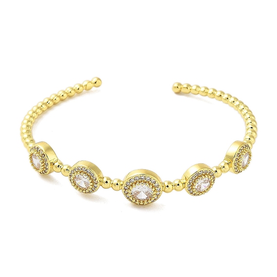 Браслеты-манжеты с прозрачным кубическим цирконием из латуни с микропаве, долговечный, без кадмия и без свинца
