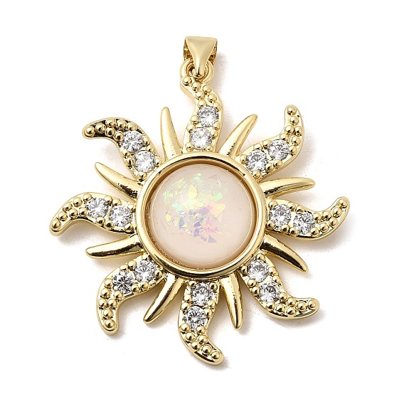 Латунные микропаве прозрачные подвески с фианитом, долговечный, стойки покрытие, без свинца и без кадмия, солнечные чары, cmолой