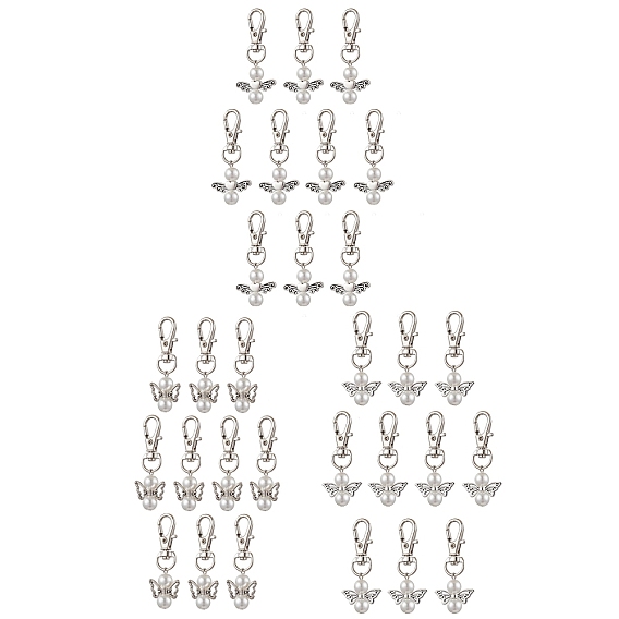 10 шт. ангельские стеклянные жемчужные подвески украшения, подвески из сплава с поворотной застежкой для украшения брелока для рюкзака