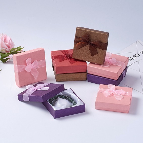 Valentines Day Gifts Boxes Packages Cardboard Bracelet Boxes, Square, 90x90x27mm