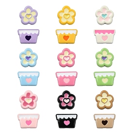 36шт 18 стили окрашенные в духовом шкафу бусины из сплава, цветок и цветочный горшок