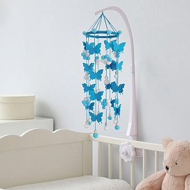 Cotton Butterfly & Pom Pom Ball Wall Decoration, for Living Room Bedroom Hanging Decoration