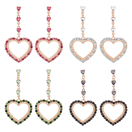 4 пары 4 цвета полые серьги-гвоздики в форме сердца со стразами, длинные серьги-капли из сплава со шпильками 316 из нержавеющей стали