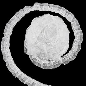 4м полиэстеровая плиссированная лента, отделочная лента из кружева, с пластиковой жемчужины, для пошива одежды из ткани аксессуары