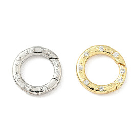 Латунный микро pave прозрачный кубический цирконий пружинные кольца, долговечный, без кадмия и без свинца, стойки покрытие