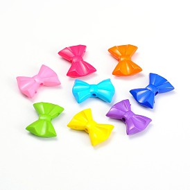 Opaque Acrylic Beads, Faceted, Bowknot, 19x26x7mm, Hole: 3mm, about 300pcs/500g