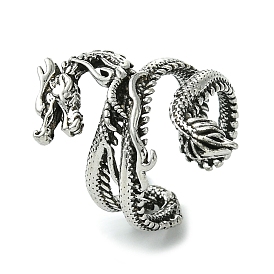 Dragon Alloy Wrap Open Cuff Rings, Lead Free & Cadmium Free