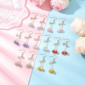 304 Stainless Steel Cat Eye Dangle Earrings, Round, with Cubic Zirconia, Golden