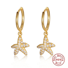 Stylish S925 Sterling Silver Starfish Diamond Earrings for Women