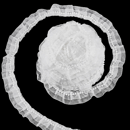 4м полиэстеровая плиссированная лента, отделочная лента из кружева, с пластиковой жемчужины, для пошива одежды из ткани аксессуары