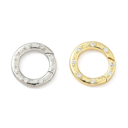 Латунный микро pave прозрачный кубический цирконий пружинные кольца, долговечный, без кадмия и без свинца, стойки покрытие