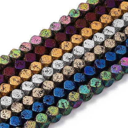 Гальванические бусины из натуральной лавы, граненые, кубические