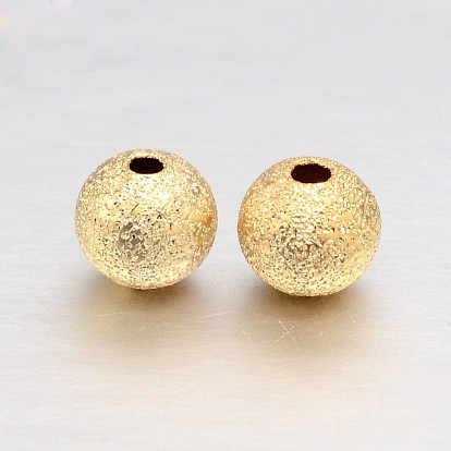 Perlas redondas con textura de latón chapado en oro real de 18 k, sin plomo, cadmio, níquel