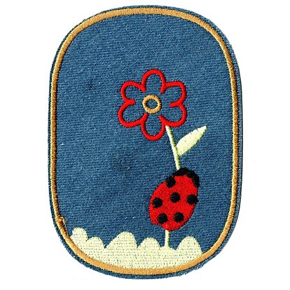 Computerized Embroidery Cloth Iron on/Sew on Patches, Costume Accessories, Oval with Flower