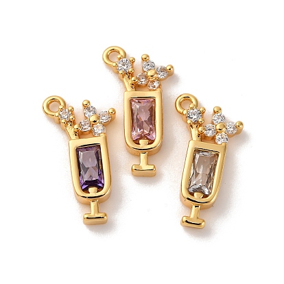 Латунные микро проложить кубического циркония подвески, коктейль, долговечный, без никеля , реальный 18 k позолоченный