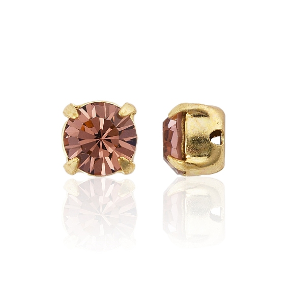 Preciosa® maxima crystal в пришивной чашке, чешский хрусталь, с настройками латуни, 719 37 085 шатон (круглый), золотые