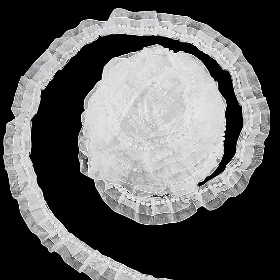 4м полиэстеровая плиссированная лента, отделочная лента из кружева, с пластиковой жемчужины, для пошива одежды из ткани аксессуары