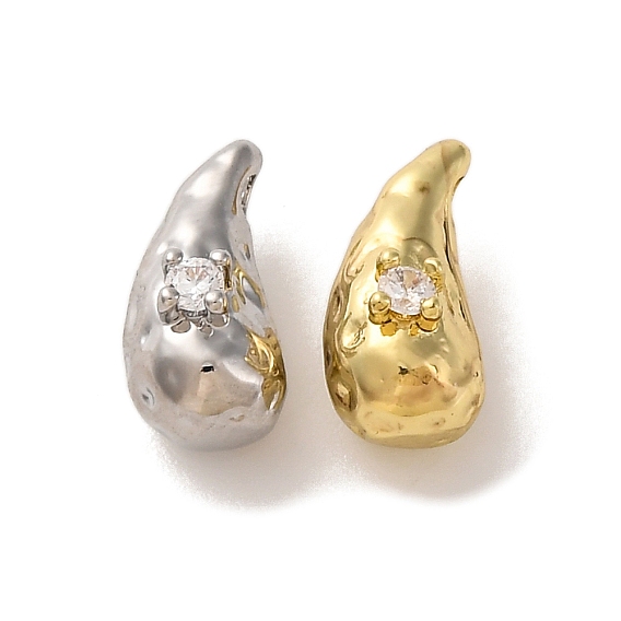 Латунные микропаве из прозрачного кубического циркония, без кадмия, без никеля и без свинца, слеза