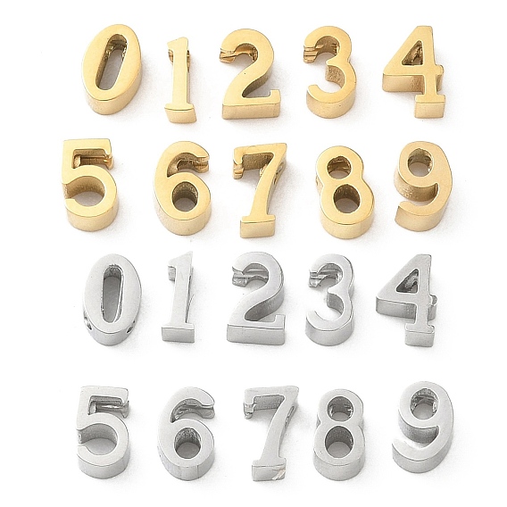 304 Stainless Steel Slide Charms, Number