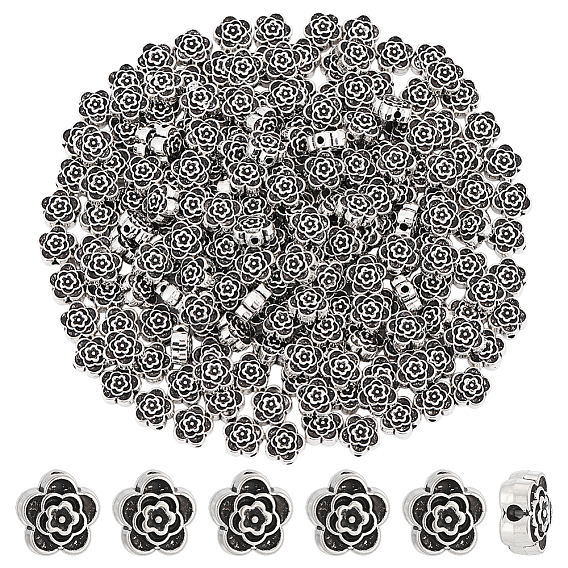 200 Perles en alliage de style tibétain, sans plomb et sans cadmium et sans nickel, fleur